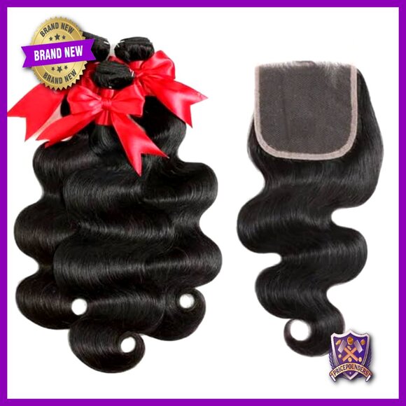 Brazilian Virgin Human Hair Bundles 20 22 24+18 Inch Body Wave with 4x4 Closure main image 5